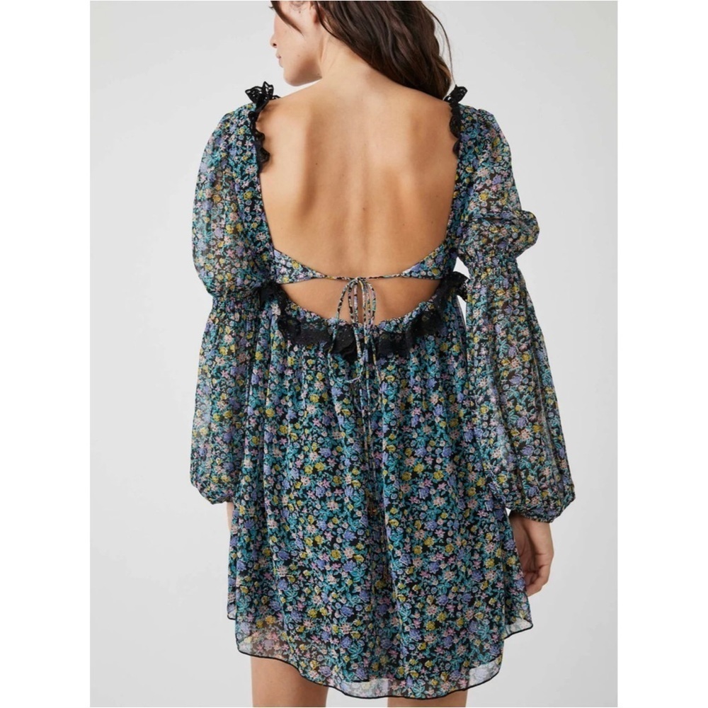 FREE PEOPLE Floral Pennie Mini Babydoll Dress - Picture 3 of 10